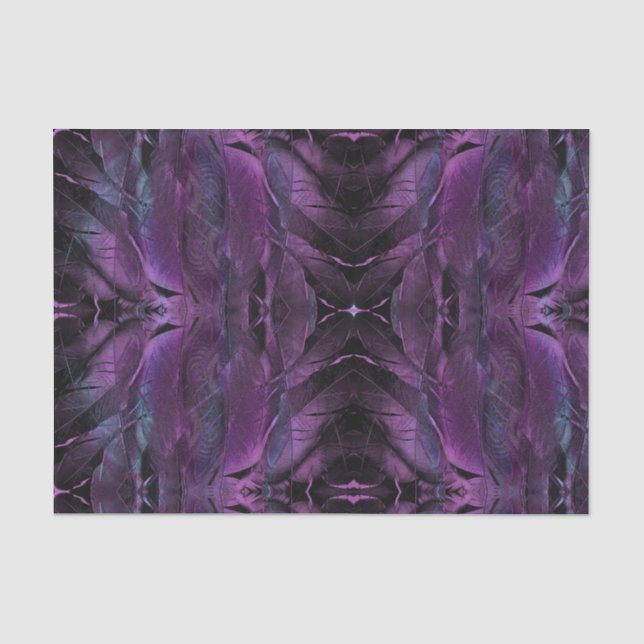 Violet Purple blue black feather texture abstract Tissue Paper (Front)
