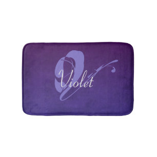 Violet Purple Blue rustic Abstract name monogram Bath Mat