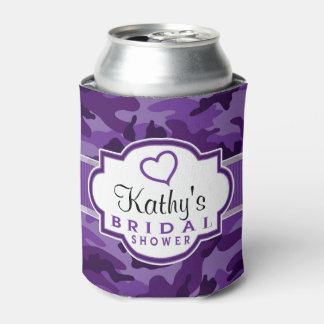Violet Purple Camo, Camouflage Bridal Shower Can Cooler