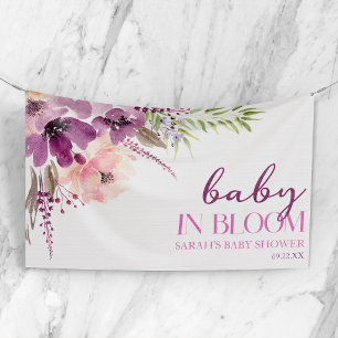 Violet Purple Floral Baby In Bloom Baby Shower Banner