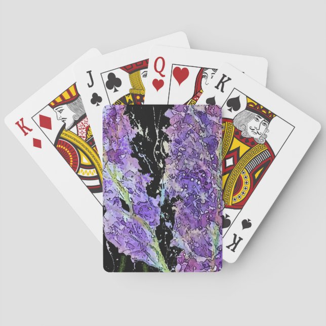 Violet Purple Floral Playing Cards (Back)