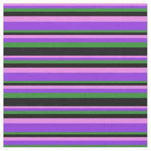 Violet, Purple, Forest Green & Black Lines Fabric