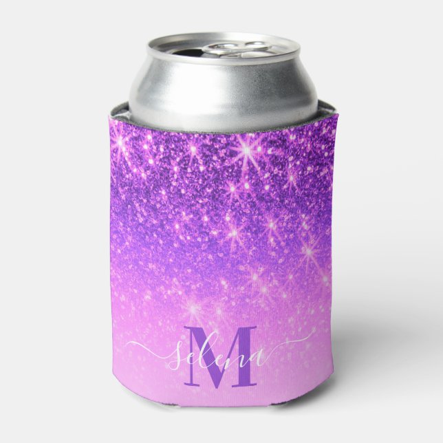 Violet Purple Glitter Can Cooler (Can Front)