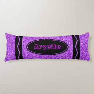 Violet Purple Glitter Crayon Your Name Body Pillow