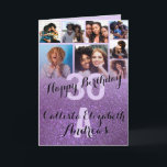 Violet Purple Glitter Photo Collage Happy Birthday Card<br><div class="desc">This cool and cute happy birthday greeting card is perfect for any friend or family member. It features eight customizable photograph pictures with a monogram name and the quote, "Happy Birthday, " on top of a pastel purple "30" (which can be changed to any age) on top of a faux...</div>