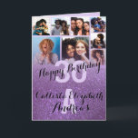 Violet Purple Glitter Photo Collage Happy Birthday Card<br><div class="desc">This cool and cute happy birthday greeting card is perfect for any friend or family member. It features eight customizable photograph pictures with a monogram name and the quote, "Happy Birthday, " on top of a pastel purple "30" (which can be changed to any age) on top of a faux...</div>