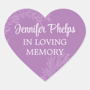 Violet Purple Greenery In Loving Memory Heart Sticker