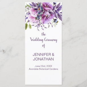 Violet Purple Lavender Flowers Wedding Program