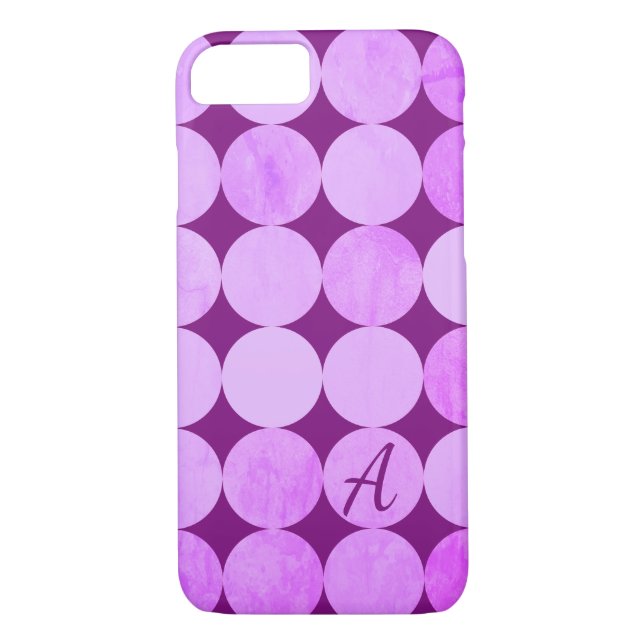 Violet, Purple Magenta & Pink Circles Monogram Case-Mate iPhone Case (Back)