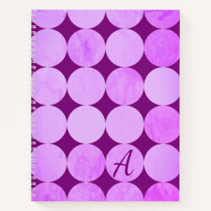 Violet, Purple Magenta & Pink Circles Monogram Notebook