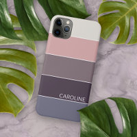 Violet Purple Mauve Taupe Peach Pink Stripes Art