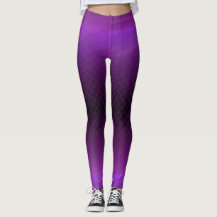 Violet Purple Ombre Stripes Leggings