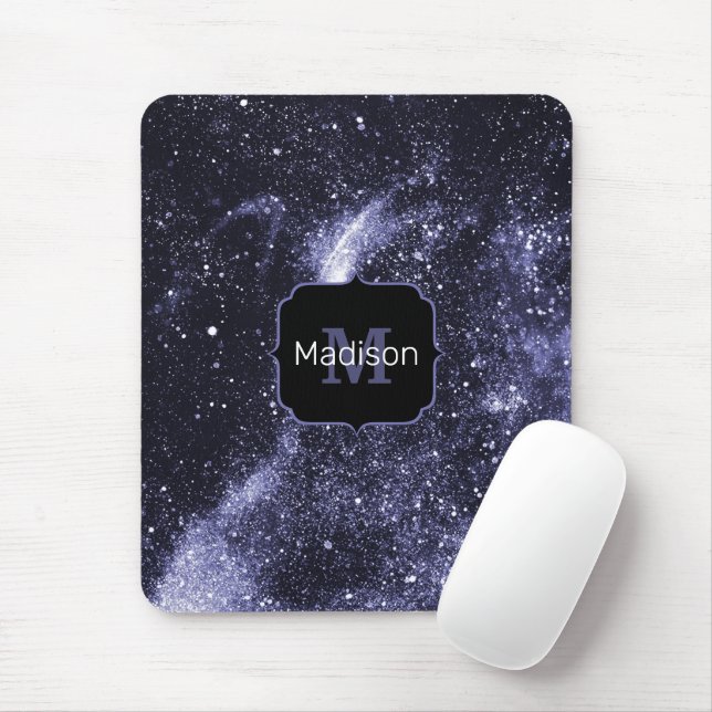 Violet purple peri black abstract galaxy Monogram  Mouse Pad (With Mouse)