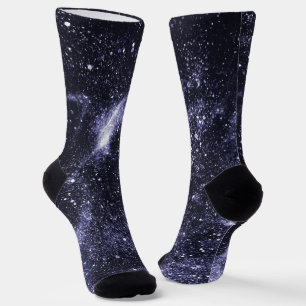 Violet purple peri black abstract galaxy socks