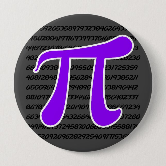 Violet Purple Pi Symbol 4 Inch Round Button (Front)