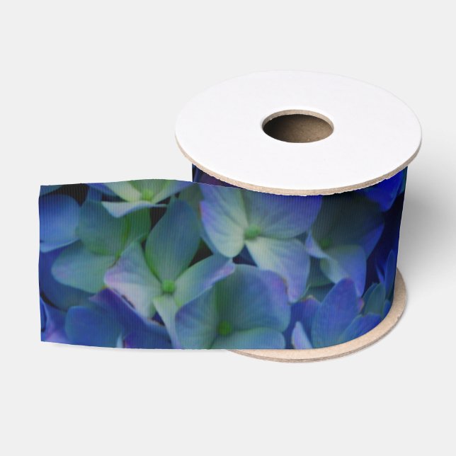 Violet purple pink blue hydrangeas flower floral grosgrain ribbon (Spool)