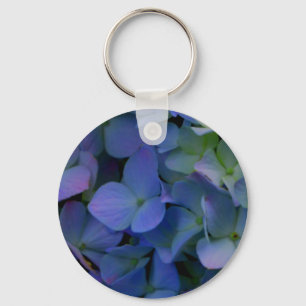 Violet purple pink blue hydrangeas flower floral keychain