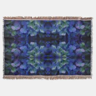 Violet purple pink blue hydrangeas flower floral throw blanket