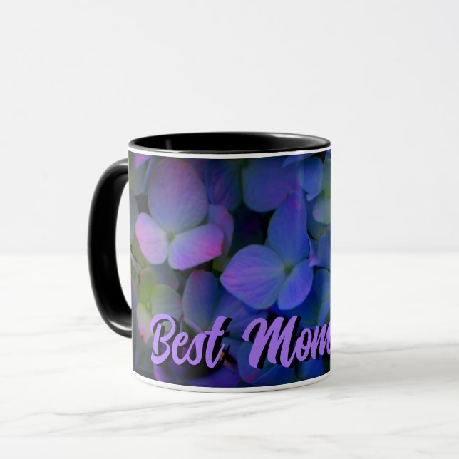 Violet purple pink blue hydrangeas flower mom mug (Front Left)