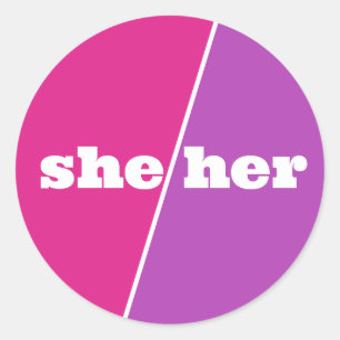 Violet Purple Pink Pronoun She/Her  Classic Round Sticker