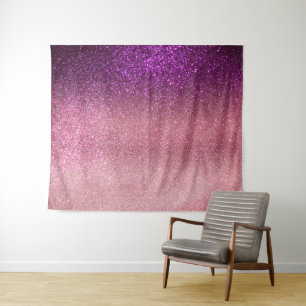 Violet Purple Pink Triple Glitter Ombre Gradient Tapestry