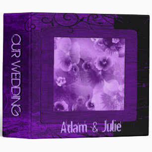 Violet purple romantic floral wedding photo book binder
