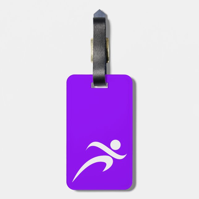 Violet Purple Running Luggage Tag (Back Vertical)