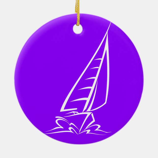Violet Purple Sailing Ceramic Ornament (Back)