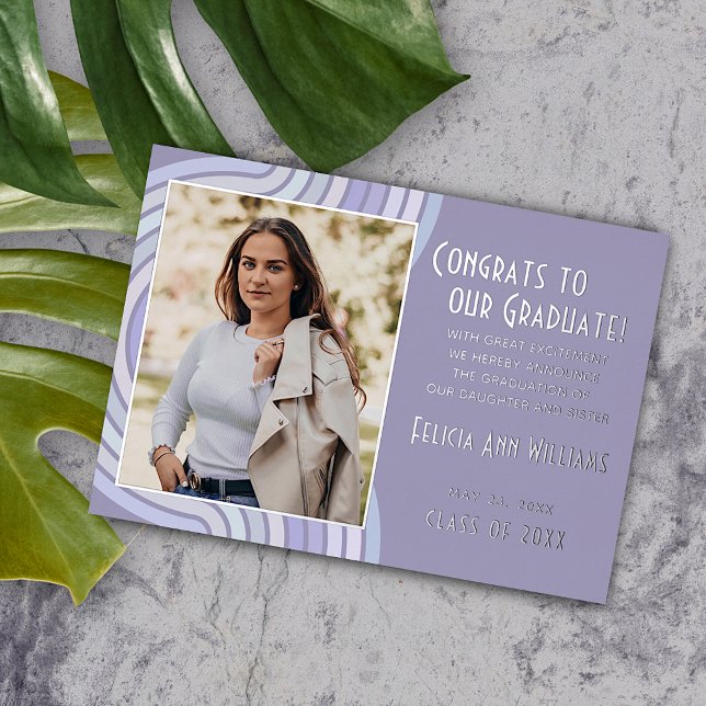Violet Purple Silver Foil Graduation Announcement (Creator Uploaded)