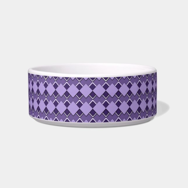 Violet Purple Square and Diamond Chequered Pattern Bowl (Front)
