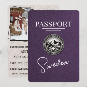 Violet Purple Sweden Passport Save The Date