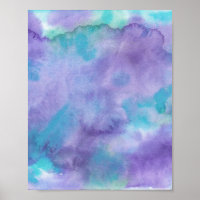 Violet Purple Teal Green Abstract Watercolor