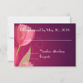 Violet Purple Transparent Floral Wedding RSVP