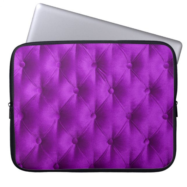 Violet purple velvet capitone textile background,  laptop sleeve (Front)