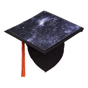 Violet purple very peri black abstract galaxy graduation cap topper