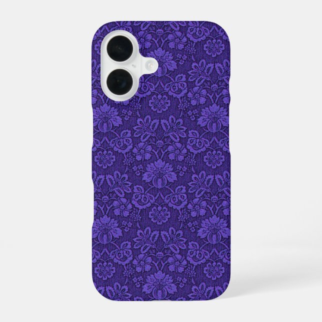Violet Purple Vintage Damask Pattern iPhone 16 Case (Back)