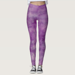 Violet Purple Watercolor Abstraction  Leggings