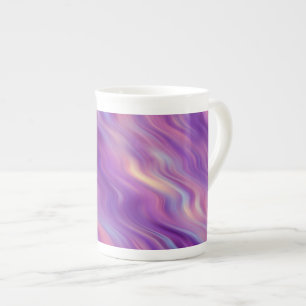 Violet Purple Wavy Texture Bone China Mug