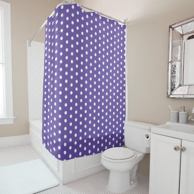 Violet purple white polka dots retro pattern (In Situ)