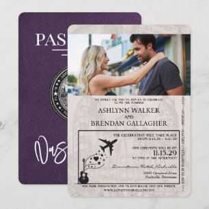 Violet PurpleNashville Passport Wedding Invitation