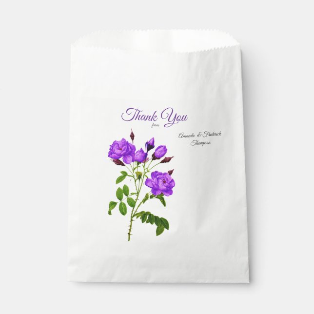 Violet Purplish-Roses on Magenta-Pink Silk  Favour Bag (Front)