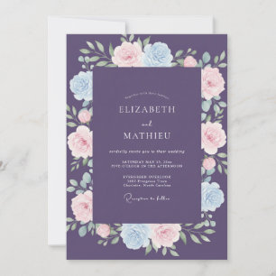 Violet Ranunculus Painted Wedding Invitation