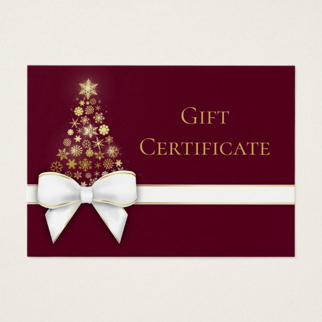 Violet Red Christmas Tree Snowflakes Bow Gift Card (Front)