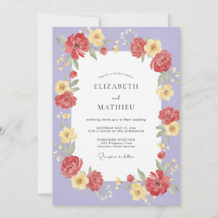 Violet Red Petal Wedding Invitation