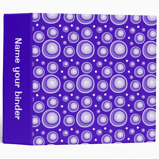 Violet Retro Dots 2 inch Designer Binder (Front/Spine)