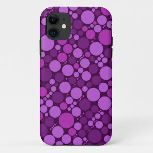 Violet Retro Polka Dots   Purple Tones iPhone 11 Case