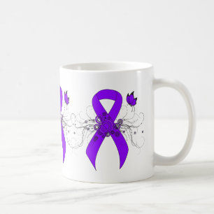 Violet Ribbon Butterfly Coffee Mug