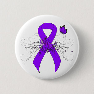 Violet Ribbon Butterfly, Hodgkin's lymphoma 2 Inch Round Button