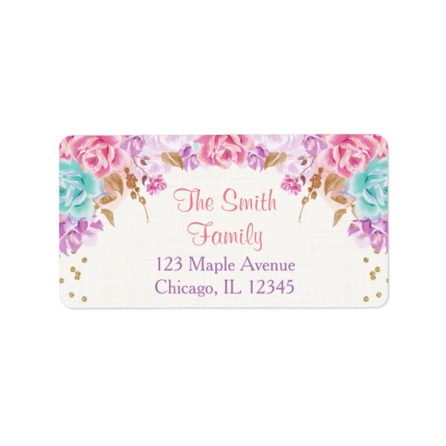 violet rose et étiquettes d'adresse de retour turq (Devant)