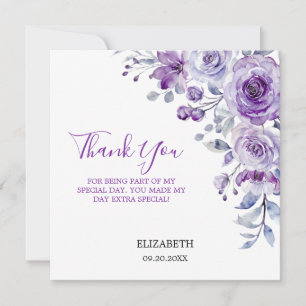 Violet Rose Greenery Floral Thank You Card
